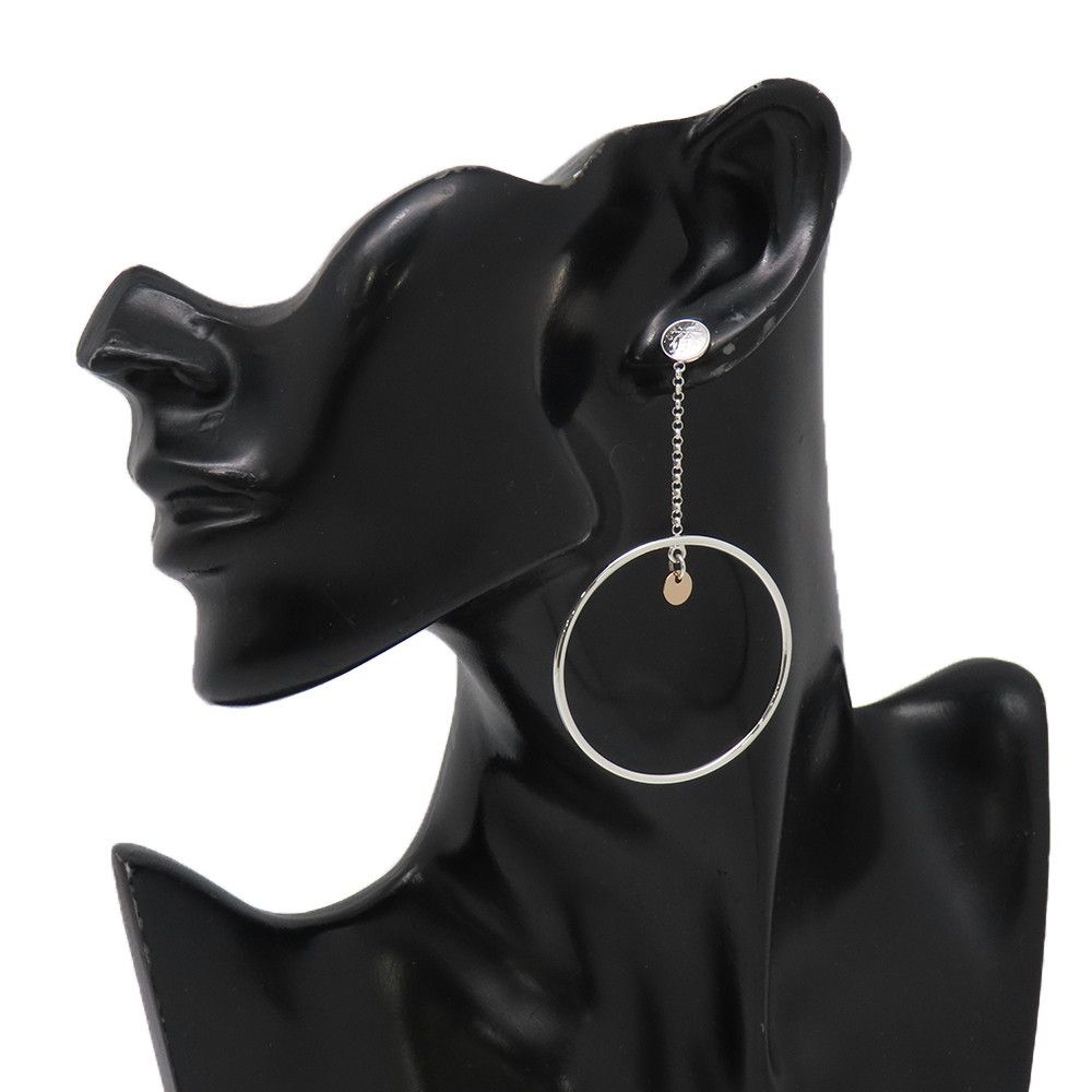 Hermes Earrings Exlibris Hoop Silver 18k Pink Gold — view 4