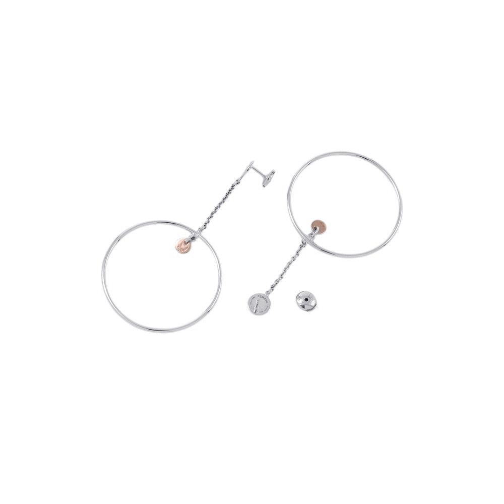 Hermes Earrings Exlibris Hoop Silver 18k Pink Gold — view 3