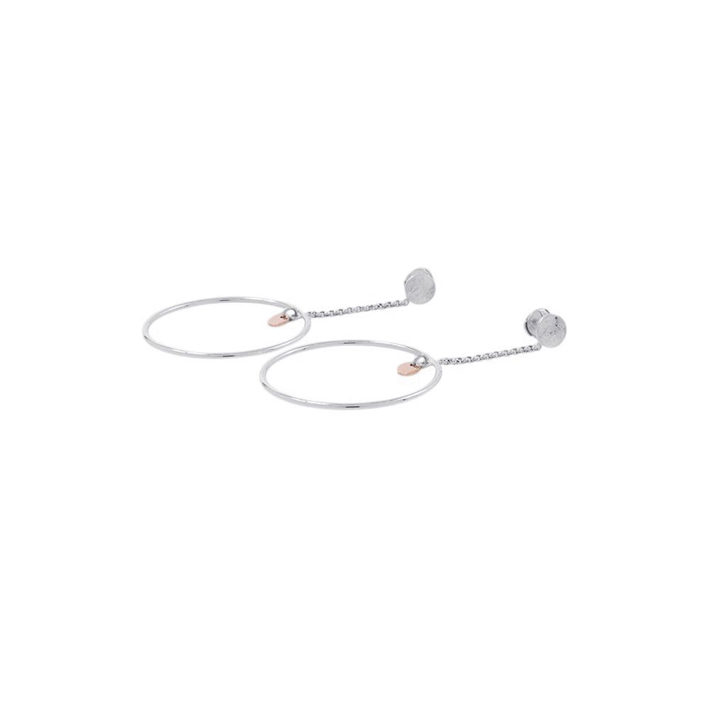 Hermes Earrings Exlibris Hoop Silver 18k Pink Gold — view 2