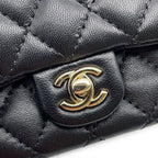 Chanel Charm CC Logo Quilted Mini Bag Lambskin Mini Pouch Case Black — view 9