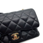 Chanel Charm CC Logo Quilted Mini Bag Lambskin Mini Pouch Case Black — view 8