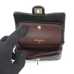 Chanel Charm CC Logo Quilted Mini Bag Lambskin Mini Pouch Case Black — view 6