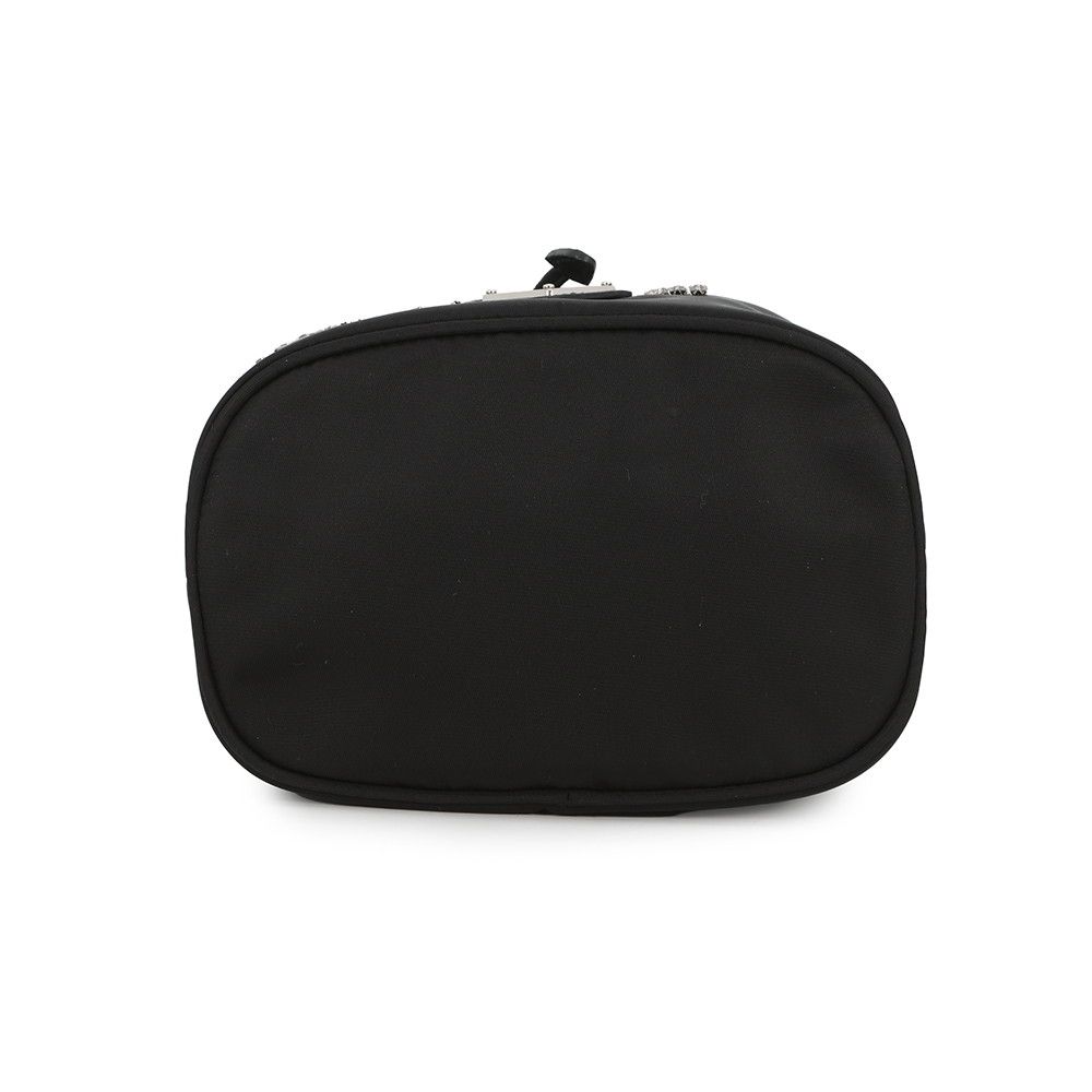 Prada Drawstring Rhinestone Studded Beads Nylon 2-Way Shoulder Bag Black — view 3