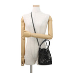 Prada Drawstring Rhinestone Studded Beads Nylon 2-Way Shoulder Bag Black — view 5