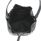 Prada Drawstring Rhinestone Studded Beads Nylon 2-Way Shoulder Bag Black — view 6