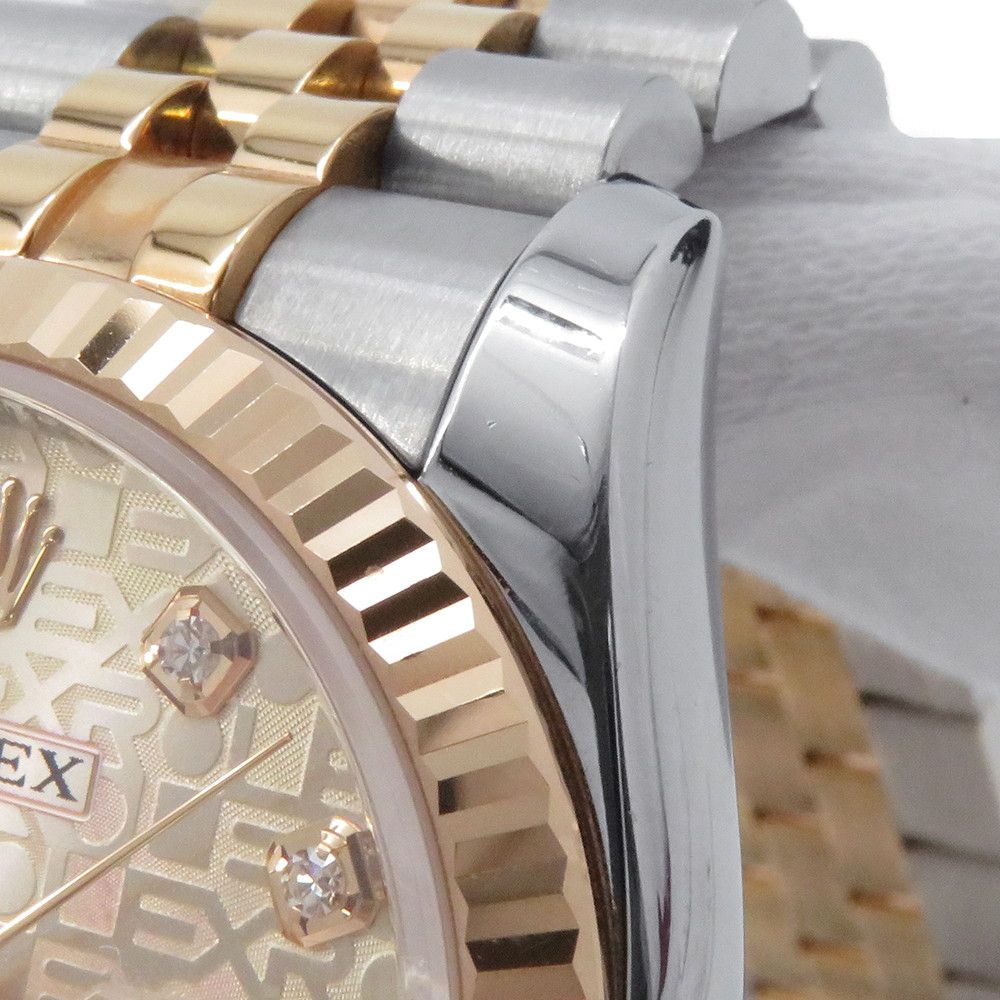 Rolex Datejust SS 18k Pink Gold Number Watch Computer Dial Diamond — view 4