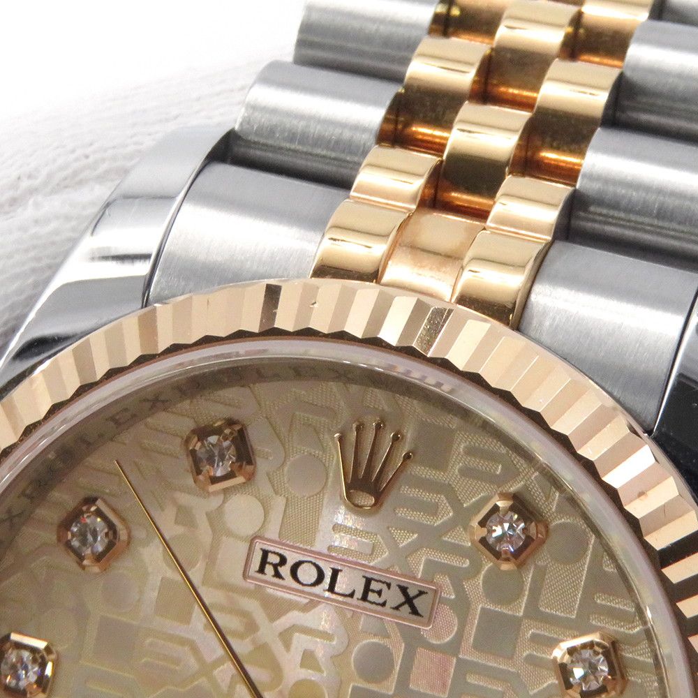 Rolex Datejust SS 18k Pink Gold Number Watch Computer Dial Diamond — view 5