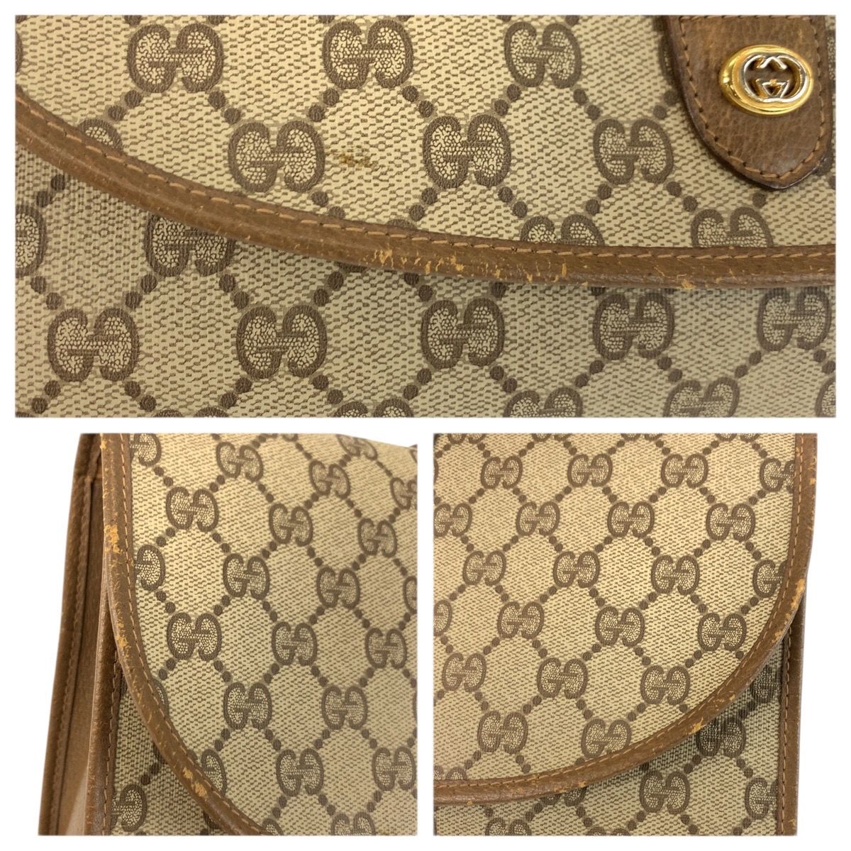 Gucci Sherry Line Beige Brown GG Supreme Canvas Clutch — view 7