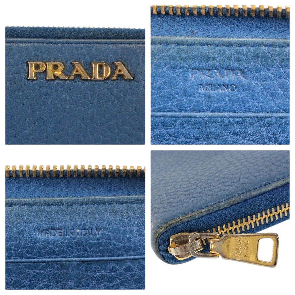 Prada Blue Gold Leather Wallet — view 3