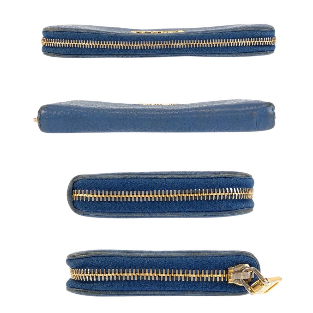 Prada Blue Gold Leather Wallet — view 9