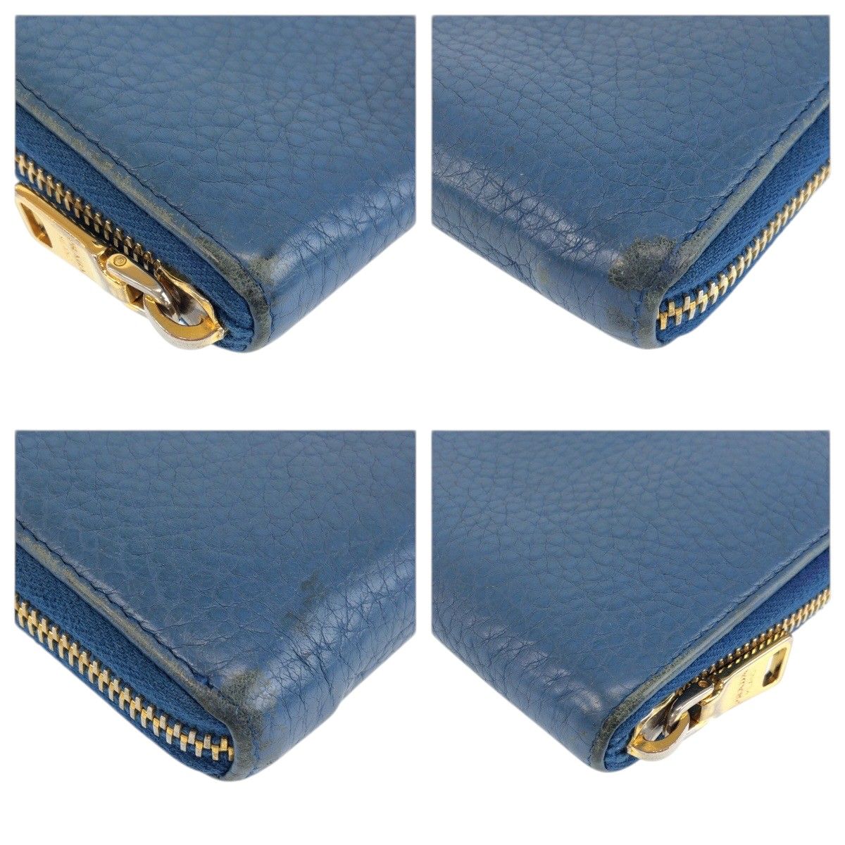 Prada Blue Gold Leather Wallet — view 6