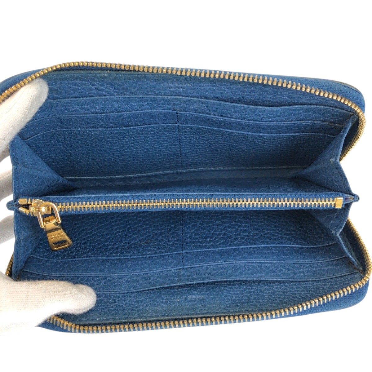 Prada Blue Gold Leather Wallet — view 4