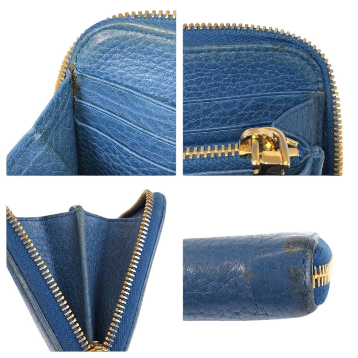 Prada Blue Gold Leather Wallet — view 8