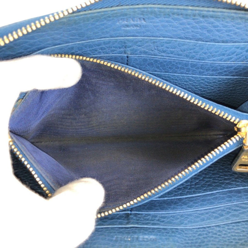 Prada Blue Gold Leather Wallet — view 5