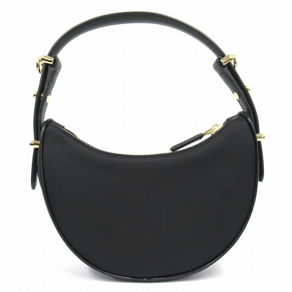 Prada Ake Small Nylon Leather Shoulder Hand Bag Triangle Logo Gold Black — view 2