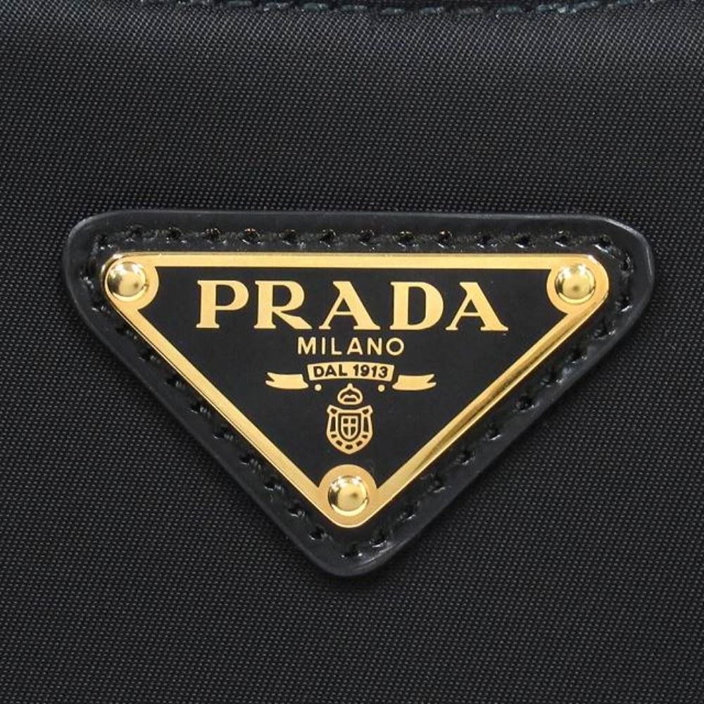 Prada Ake Small Nylon Leather Shoulder Hand Bag Triangle Logo Gold Black — view 5
