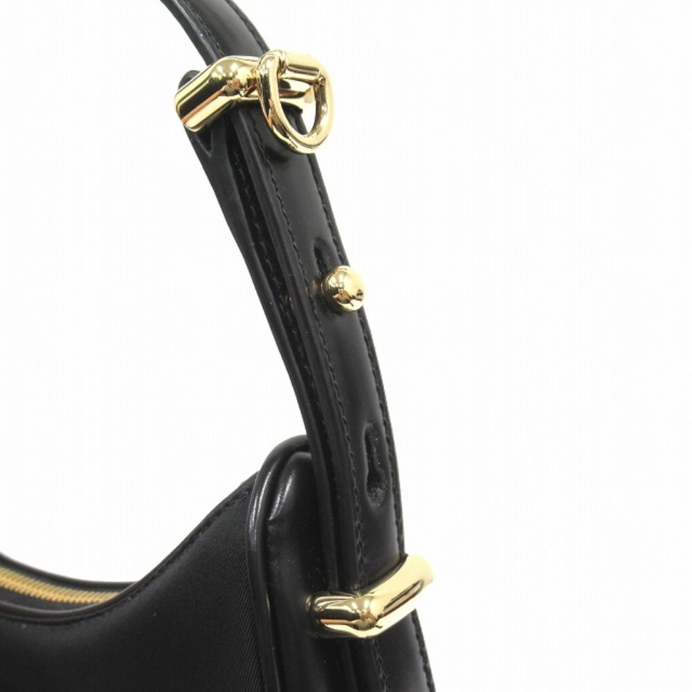 Prada Ake Small Nylon Leather Shoulder Hand Bag Triangle Logo Gold Black — view 4
