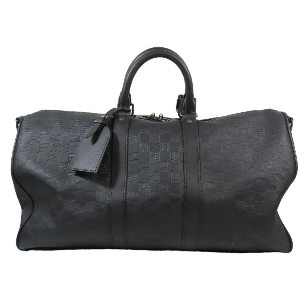 Louis Vuitton 2-Way Boston Handbag Shoulder Damier Infini Keepall Leather Black — view 2