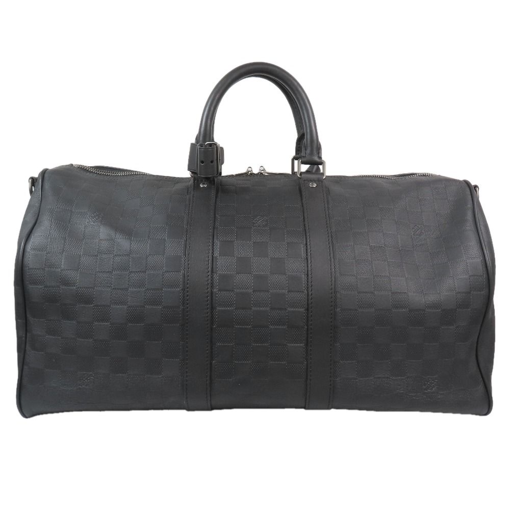 Louis Vuitton 2-Way Boston Handbag Shoulder Damier Infini Keepall Leather Black — view 4