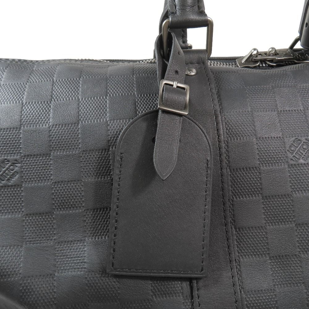 Louis Vuitton 2-Way Boston Handbag Shoulder Damier Infini Keepall Leather Black — view 7