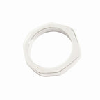 Gucci Polished Asymmetric Nut Motif Hexagon Ring Silver — view 2