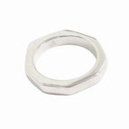 Gucci Polished Asymmetric Nut Motif Hexagon Ring Silver — view 6