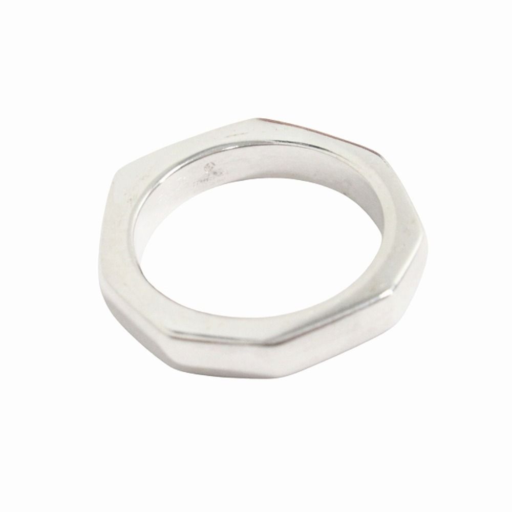 Gucci Polished Asymmetric Nut Motif Hexagon Ring Silver — view 4
