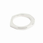 Gucci Polished Asymmetric Nut Motif Hexagon Ring Silver — view 3
