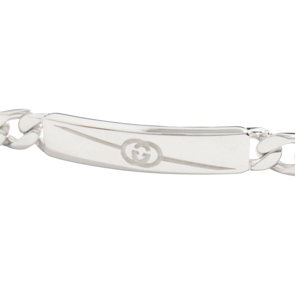 Gucci Polished Diagonal Interlocking Bracelet 18 Silver — view 2