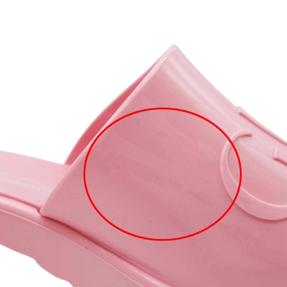 Gucci Embossed Logo Rubber Slide Sandals Chunky Heels Mules Shoes 37 Pink — view 9