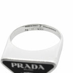 Prada Triangle Logo Symbol Ring Silver Black — view 8
