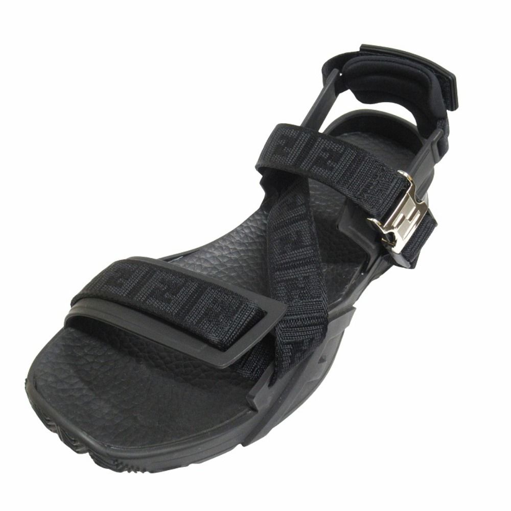 Fendi FF Logo Zucca Pattern Flo Sandals Shoes Flow Black Silver — view 3