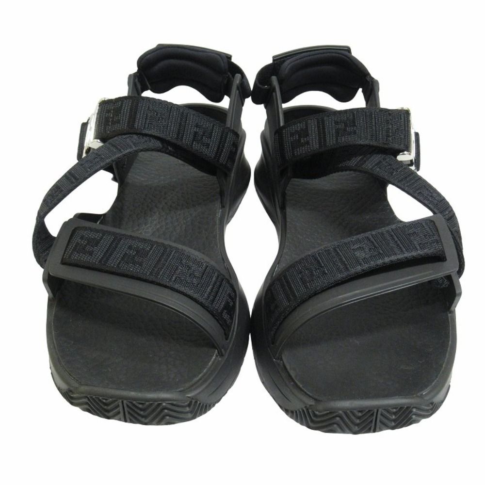 Fendi FF Logo Zucca Pattern Flo Sandals Shoes Flow Black Silver — view 5