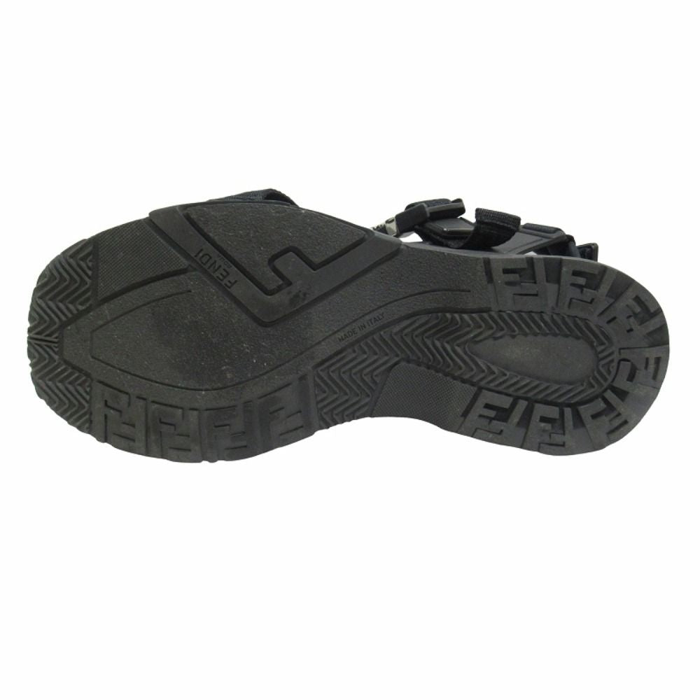 Fendi FF Logo Zucca Pattern Flo Sandals Shoes Flow Black Silver — view 4