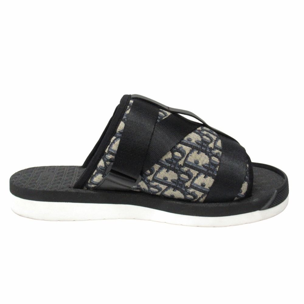 Dior Alpha Slide Sandals Blue Jacquard Shoes 42 Black Navy — view 2