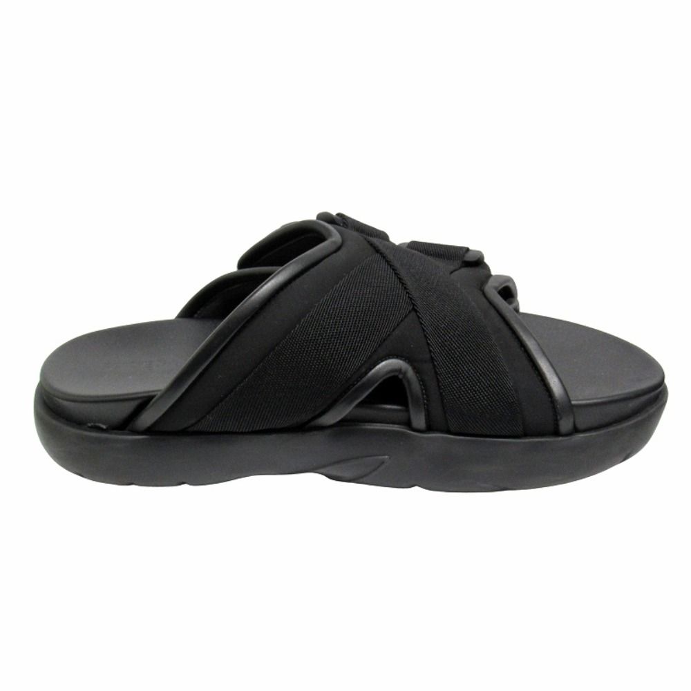 Bottega Veneta Snap Slide Sandals Fabric Leather Platform Shoes 42 Black — view 2