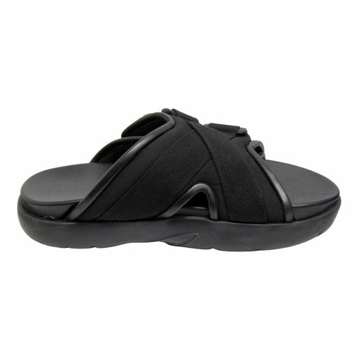 Bottega Veneta Snap Slide Sandals Fabric Leather Platform Shoes 42 Black — view 2