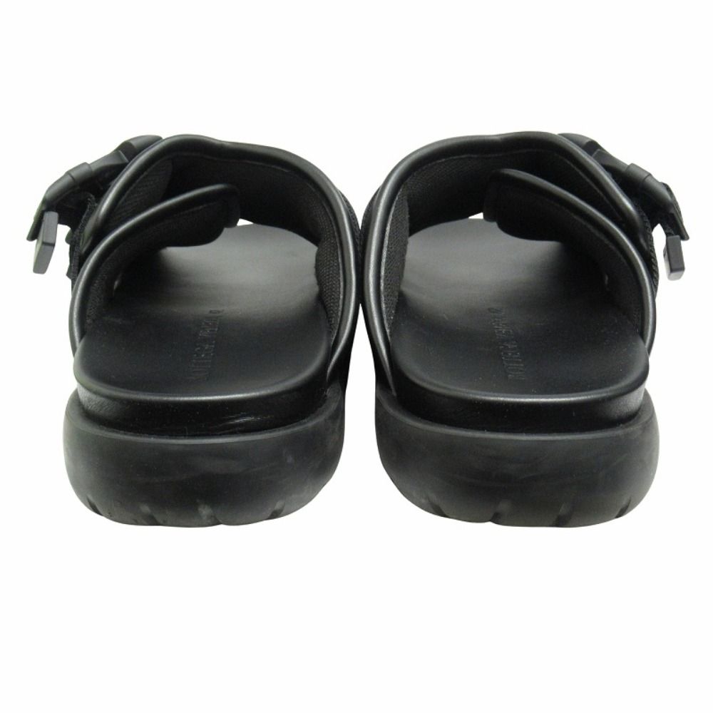 Bottega Veneta Snap Slide Sandals Fabric Leather Platform Shoes 42 Black — view 6