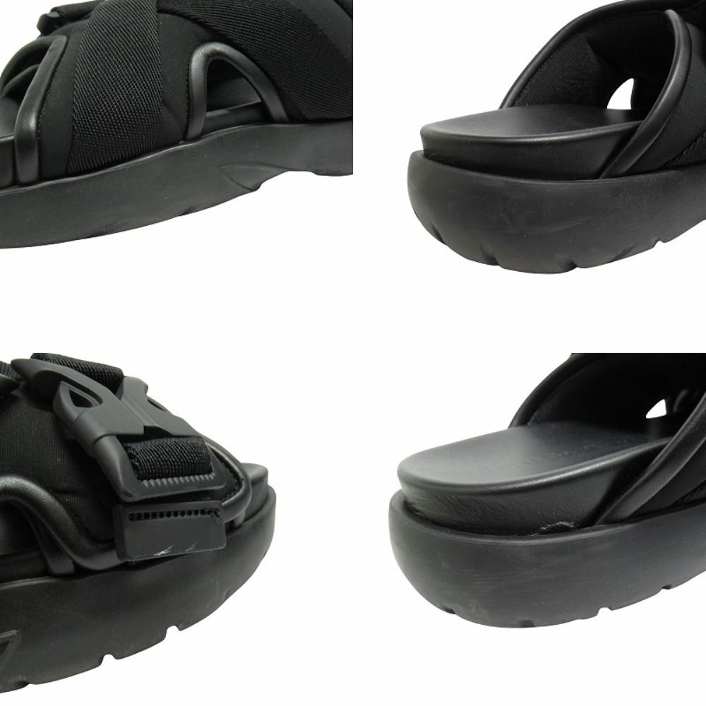Bottega Veneta Snap Slide Sandals Fabric Leather Platform Shoes 42 Black — view 8