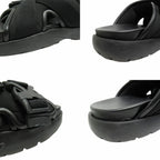 Bottega Veneta Snap Slide Sandals Fabric Leather Platform Shoes 42 Black — view 8