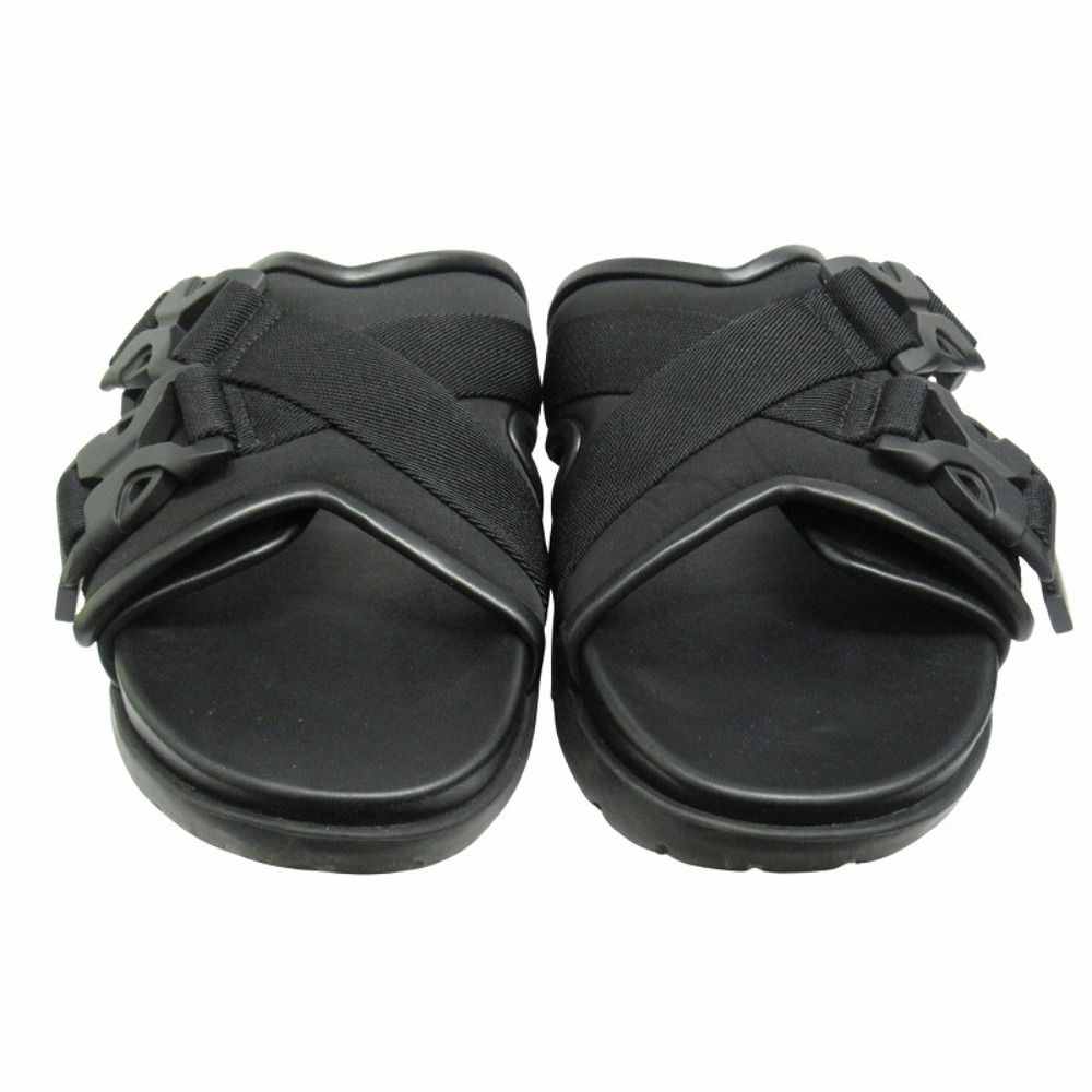Bottega Veneta Snap Slide Sandals Fabric Leather Platform Shoes 42 Black — view 5