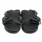 Bottega Veneta Snap Slide Sandals Fabric Leather Platform Shoes 42 Black — view 5
