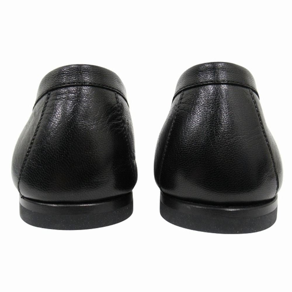 Hermes Blaise Loafers Shoes Slip on Leather Silver Collier de Chien 26 cm Black — view 5