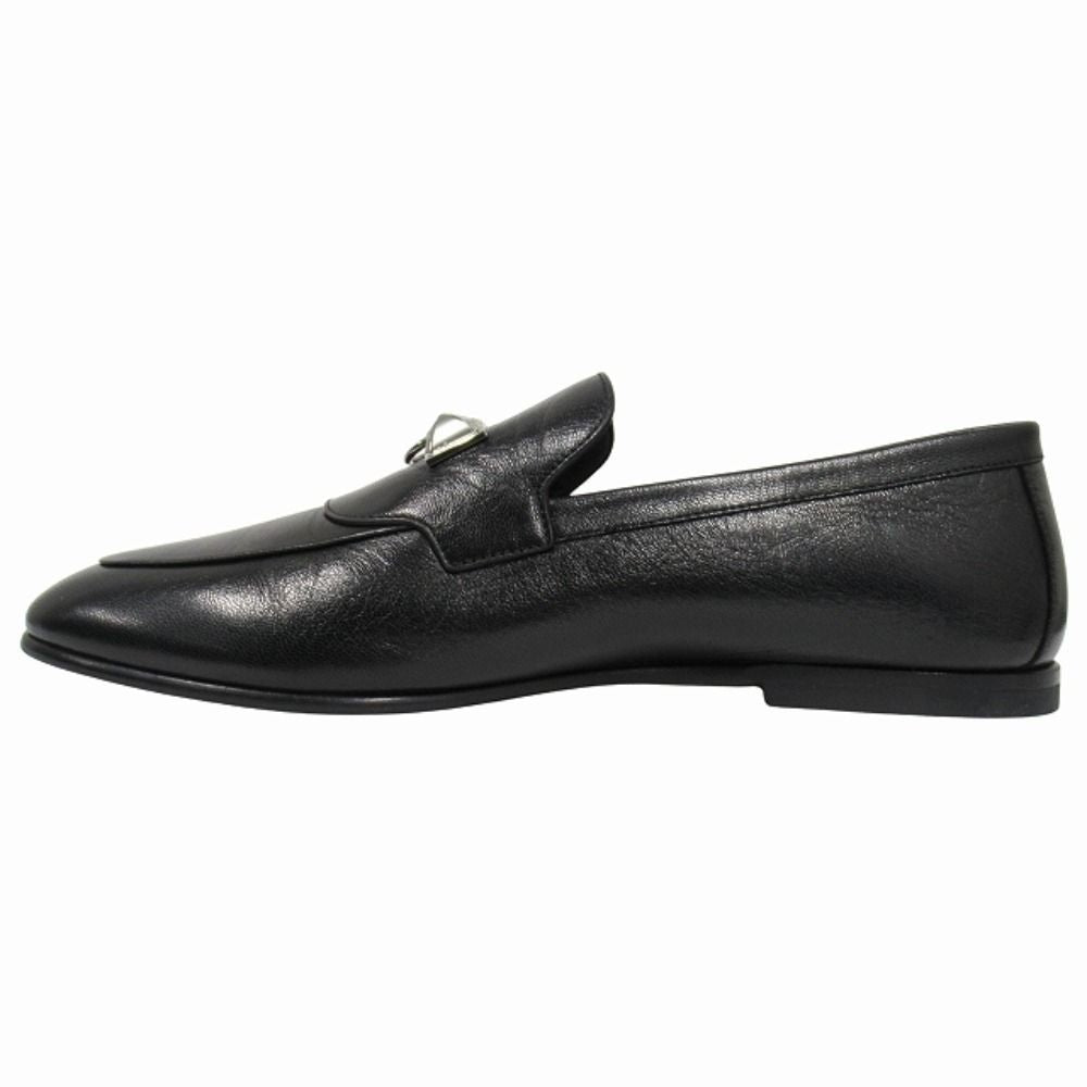Hermes Blaise Loafers Shoes Slip on Leather Silver Collier de Chien 26 cm Black — view 3