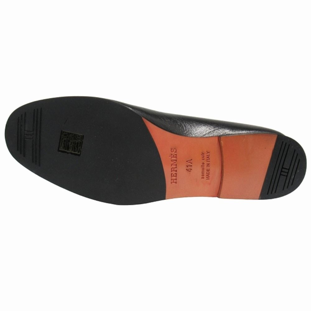 Hermes Blaise Loafers Shoes Slip on Leather Silver Collier de Chien 26 cm Black — view 8
