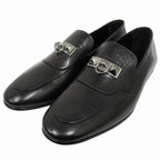 Hermes Blaise Loafers Shoes Slip on Leather Silver Collier de Chien 26 cm Black — view 4