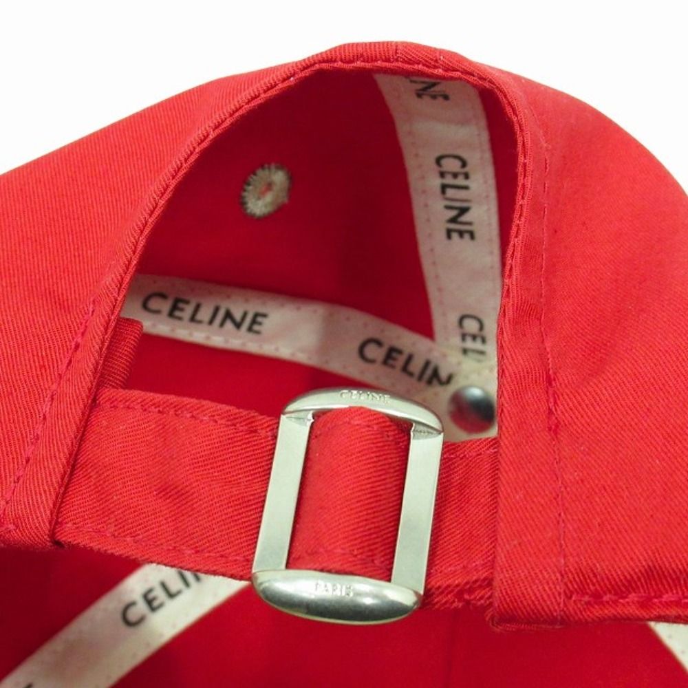 Celine Baseball Cap Hat 6 Panels Clogo Red Beige — view 4