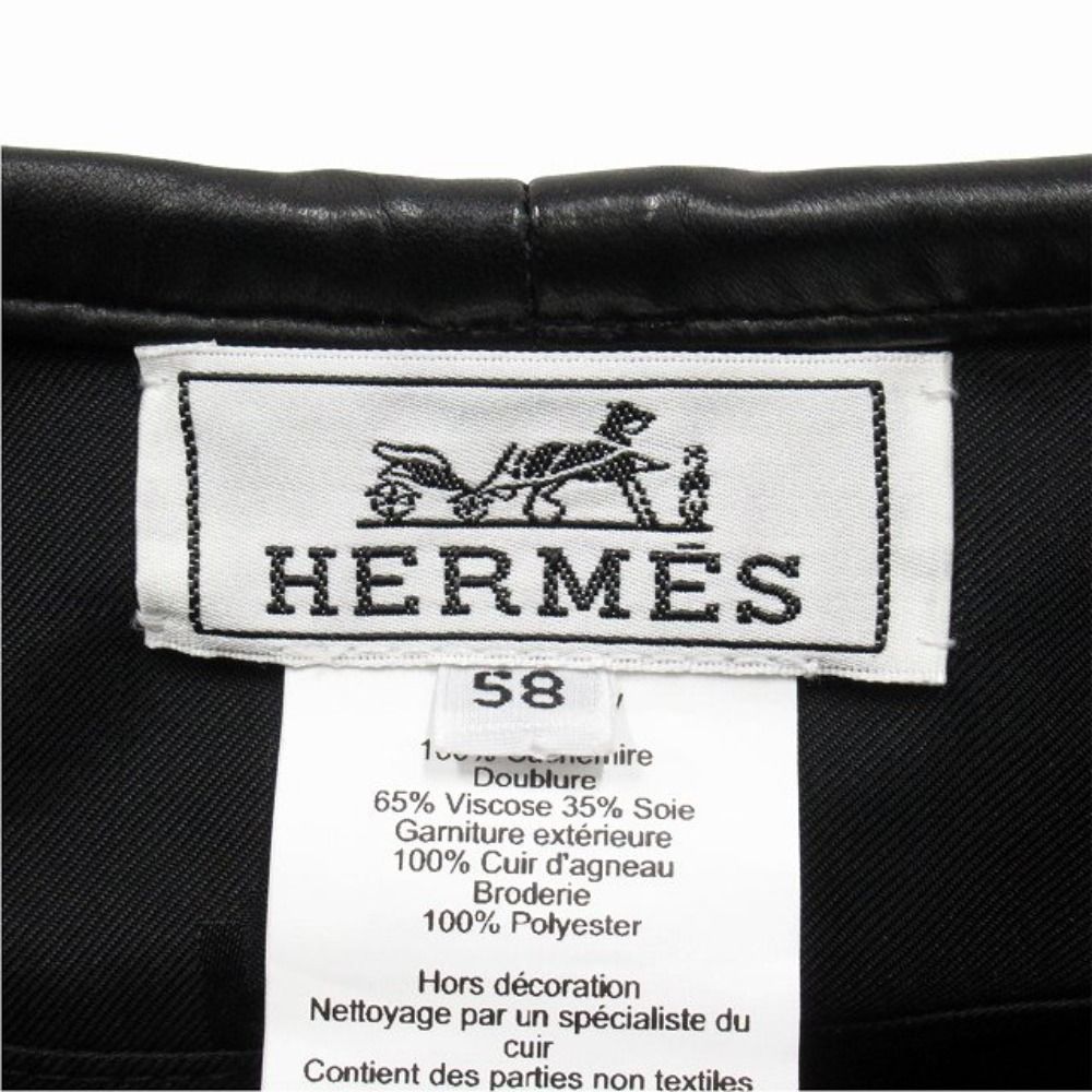 Hermes Saint Honore Cashmere Beret Hat Cap Chaine D'ancre Logo Embroidery 58 — view 7