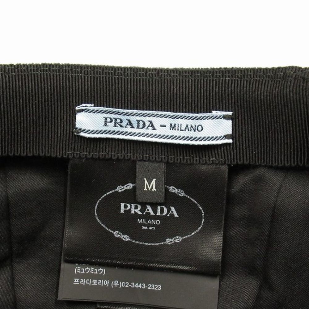 Prada Velvet Baseball Cap Hat Triangle Logo M Black — view 5