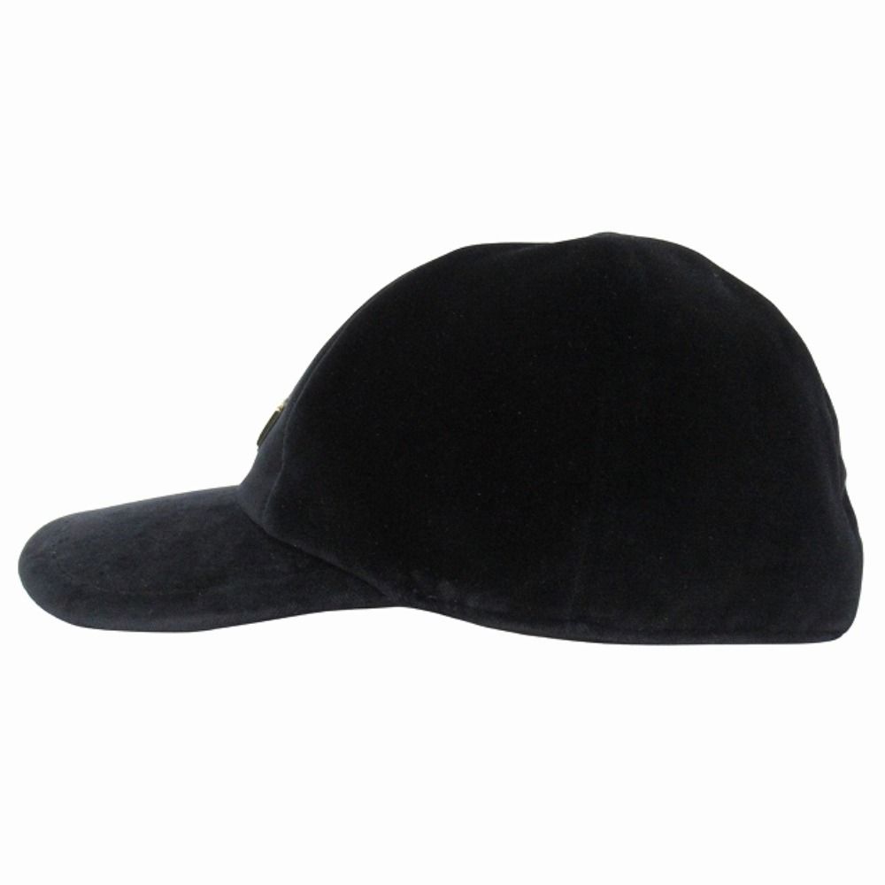 Prada Velvet Baseball Cap Hat Triangle Logo M Black — view 2